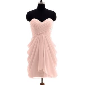 Cocomelody Sheath-Column Knee Length Chiffon Bridesmaid (nude pink)